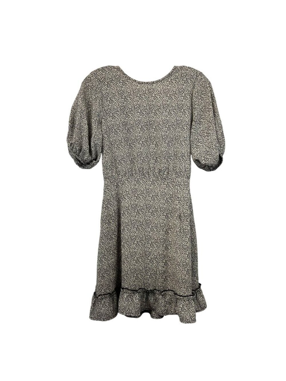 Sienna Sky A-Line Short Sleeve Dress Open Back Black/Cream Print Size Small